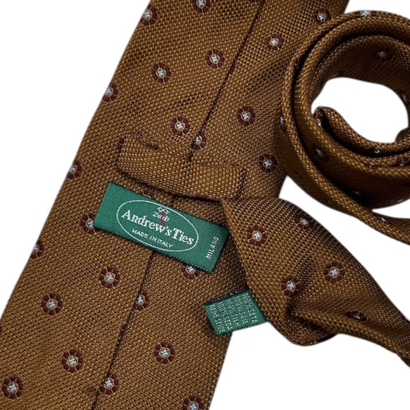 ZADI ANDREWS Brown Geometric Silk LUXURY Tie ITALY - Picture 4 of 5